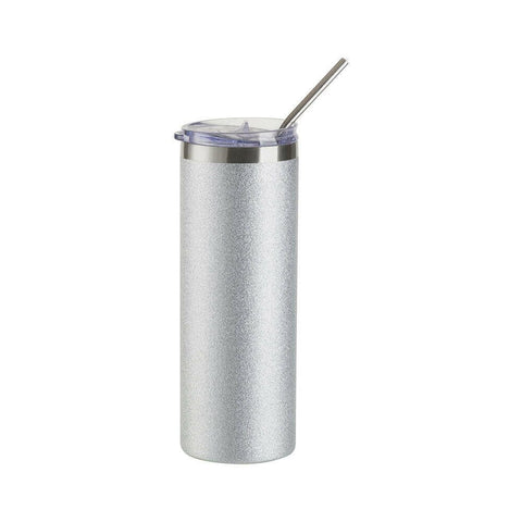 20oz Silver Glitter Stainless Steel Skinny Sublimation Tumblers | Craft Express 4 Pack Sublimation Blanks Physical Craft Express 