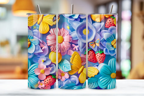 20oz Skinny Flower Tumbler Wrap | Seamless Tumbler Wrap Sublimation FloridPrintables 