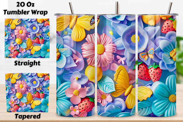 20oz Skinny Flower Tumbler Wrap | Seamless Tumbler Wrap Sublimation FloridPrintables 