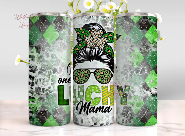 20oz Skinny Tumbler One Lucky MAMA Sublimation Design Templates,Straight PNG Digital Download.St Patrick tumbler sublimation designs Sublimation WillowSageDesign 