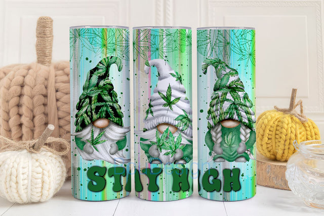 20oz Skinny Tumbler Weed Stay High Gnomes Sublimation Design Templates, Funny Weed Marijuana Tumbler Straight PNG Digital Download Sublimation BouDesign 