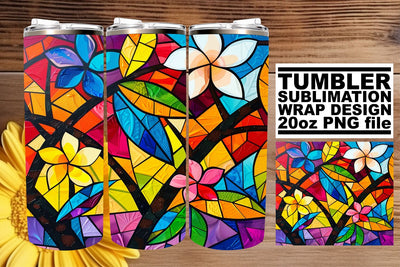 20oz Stained Glass Tree Tumbler Wrap Colorful Sublimation Sublimation afrosvg 