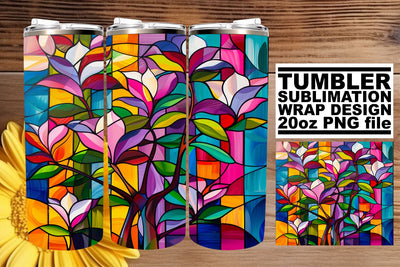 20oz Stained Glass Tree Wrap Colorful Tumbler Sublimation Sublimation afrosvg 