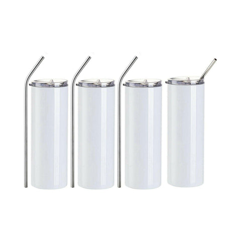 20oz Stainless Steel Skinny Sublimation Tumblers | Craft Express 4 Pack Sublimation Blanks Physical Craft Express 