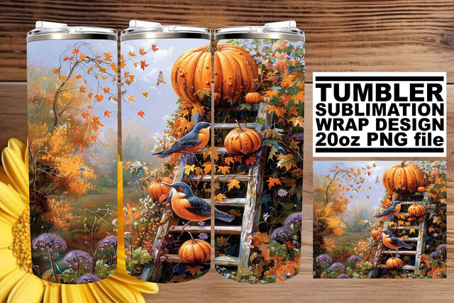 20oz Sublimation Wrap: Fall Watercolor Tumbler Sublimation afrosvg 