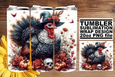 20oz Sublimation Wrap - Thanksgiving Turkey Tumbler Sublimation afrosvg 