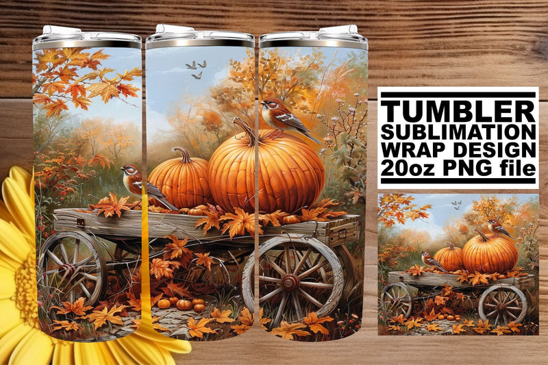 20oz Sublimation Wrap: Watercolor Autumn Landscape Sublimation afrosvg 