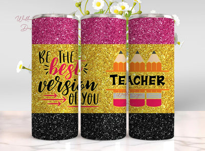 20oz Teacher Life Tumbler Wrap, Back To School Sublimation Image Nutrition Facts 20oz skinny, Messy Bun Teacher Inspire Affirmation PNG Sublimation WillowSageDesign 