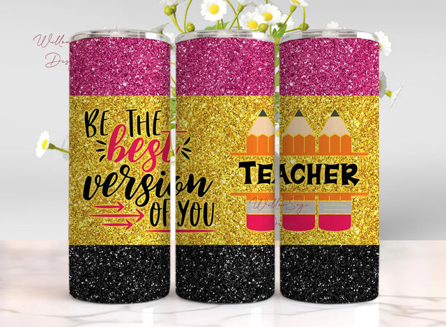 20oz Teacher Life Tumbler Wrap, Back To School Sublimation Image Nutrition Facts 20oz skinny, Messy Bun Teacher Inspire Affirmation PNG Sublimation WillowSageDesign 