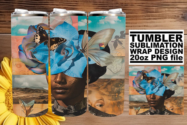 20oz Tumbler Abstract Black Woman Artistic Wrap Design Sublimation afrosvg 