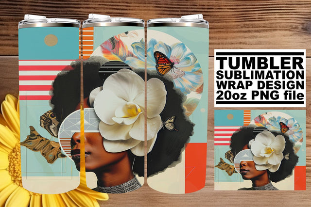 20oz Tumbler Black Woman Artistic Abstract Wrap Sublimation Sublimation afrosvg 
