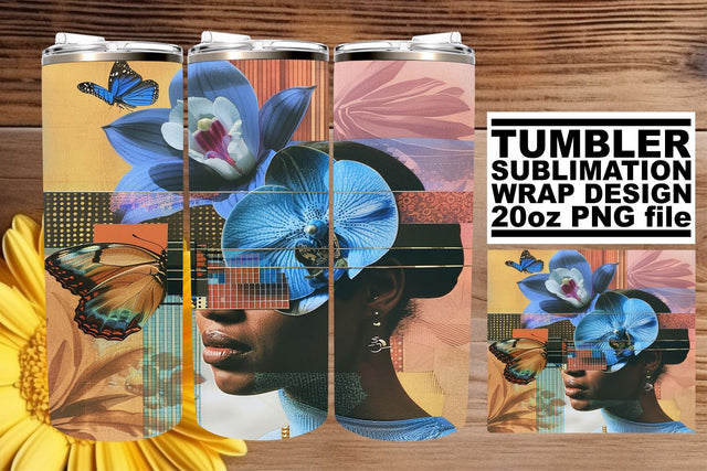 20oz Tumbler Black Woman Artistic Wrap Abstract Design Sublimation afrosvg 