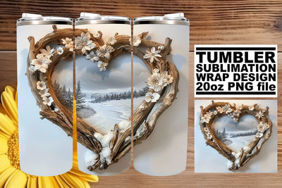 20oz Tumbler Wrap 3D Heart Frame Christmas Sublimation Sublimation afrosvg 