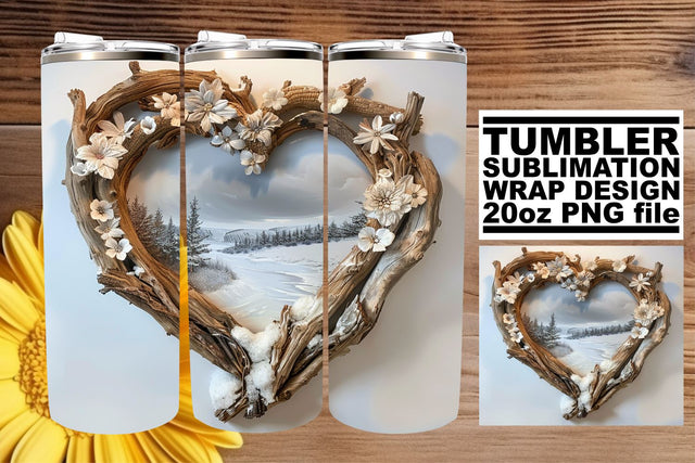 20oz Tumbler Wrap 3D Heart Frame Christmas Sublimation Sublimation afrosvg 