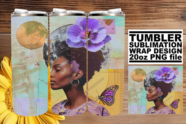 20oz Tumbler Wrap Abstract Black Woman Artistic Sublimation Sublimation afrosvg 
