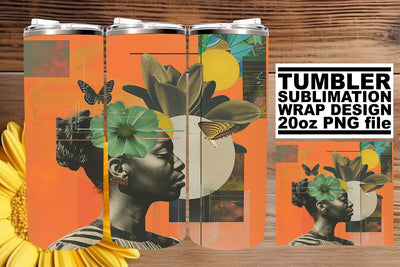 20oz Tumbler Wrap Artistic Black Woman Abstract Design Sublimation afrosvg 