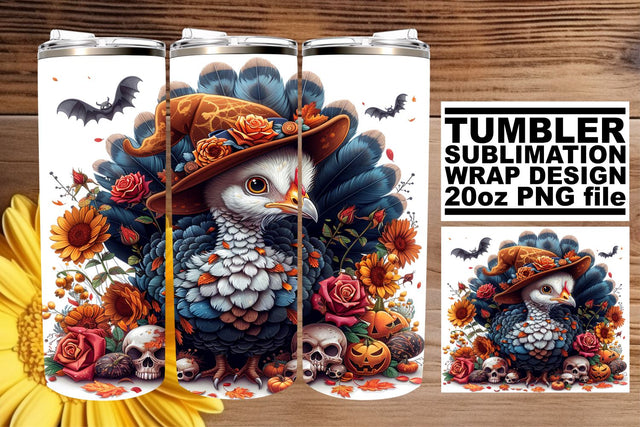 20oz Tumbler Wrap: Autumn Turkey Design Sublimation Sublimation afrosvg 