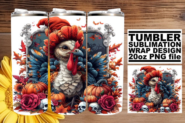 20oz Tumbler Wrap - Autumn Turkey Sublimation Design Sublimation afrosvg 