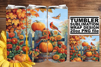 20oz Tumbler Wrap: Autumn Watercolor Scene Sublimation afrosvg 