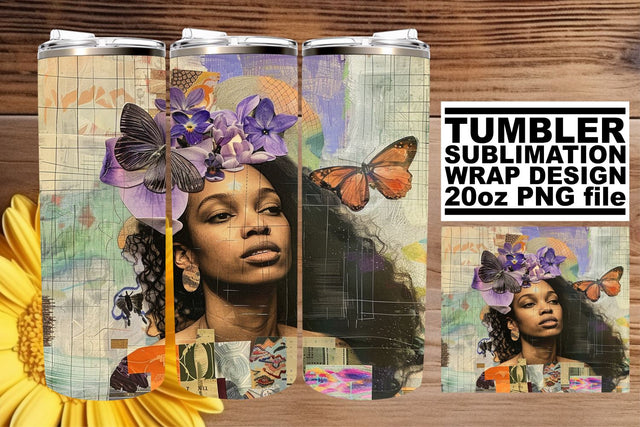 20oz Tumbler Wrap Black Woman Artistic Abstract Sublimation Sublimation afrosvg 