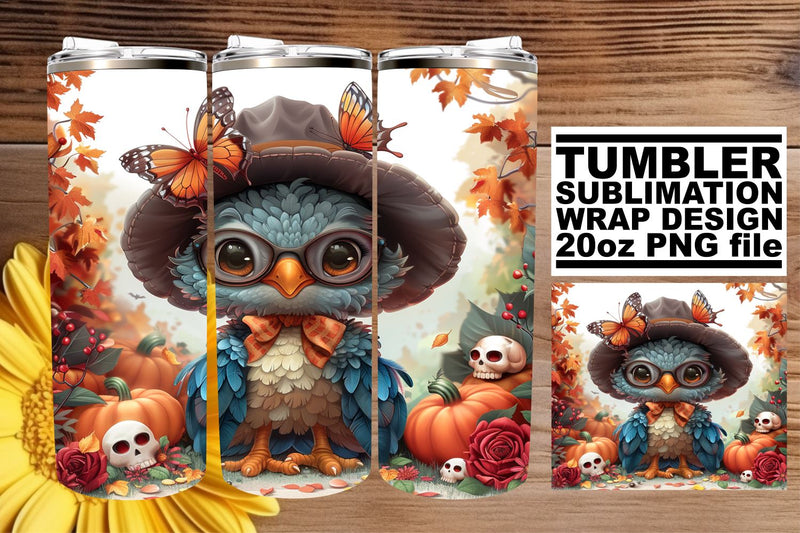20oz Tumbler Wrap: Fall Turkey Sublimation Design Sublimation afrosvg 