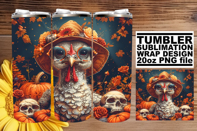 20oz Tumbler Wrap - Fall Turkey Sublimation Design Sublimation afrosvg 