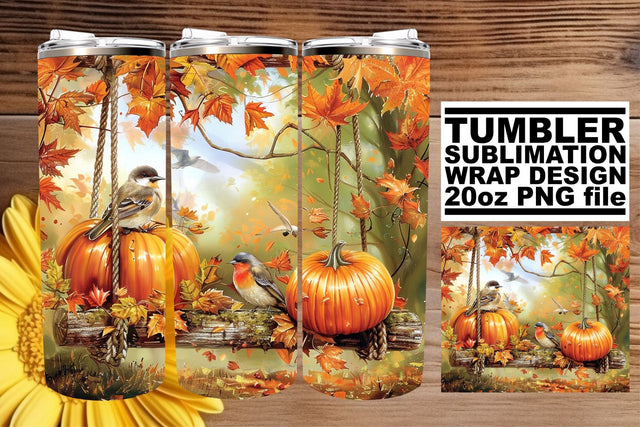 20oz Tumbler Wrap - Fall Watercolor Landscape Sublimation Sublimation afrosvg 