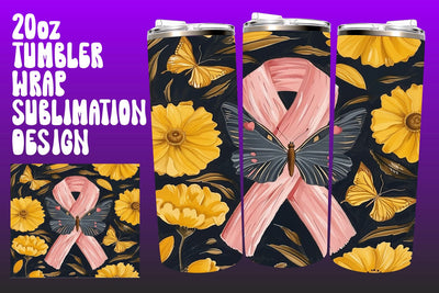 20oz Tumbler Wrap for Pink Ribbon Sublimation afrosvg 