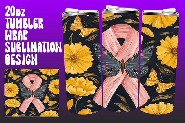20oz Tumbler Wrap for Pink Ribbon Sublimation afrosvg 