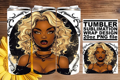 20oz Tumbler Wrap Gothic African American Halloween Sublimation afrosvg 