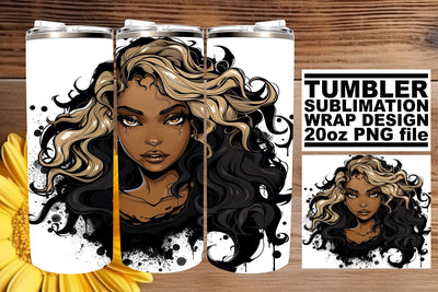 20oz Tumbler Wrap Gothic African American Halloween Sublimation afrosvg 