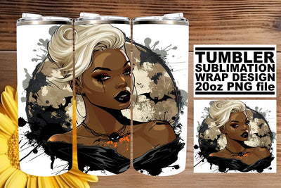 20oz Tumbler Wrap Gothic Halloween Watercolor Afro Design Sublimation afrosvg 