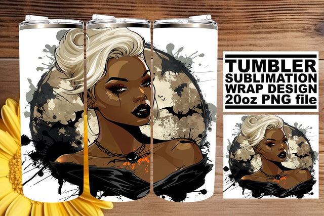 20oz Tumbler Wrap Gothic Halloween Watercolor Afro Design Sublimation afrosvg 