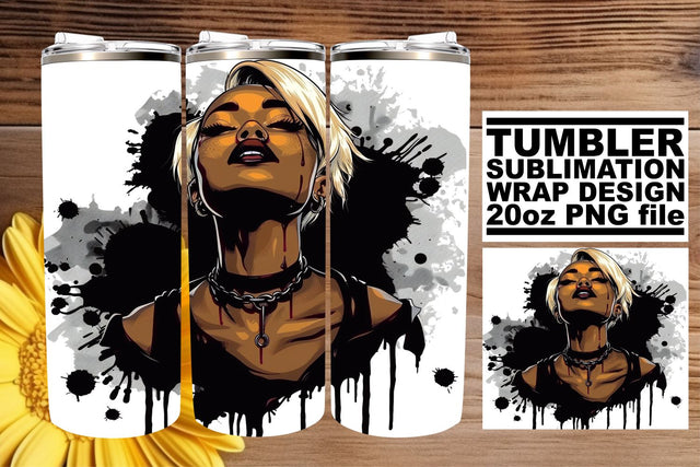 20oz Tumbler Wrap Gothic Halloween Watercolor Design Sublimation afrosvg 