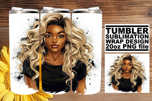 20oz Tumbler Wrap Halloween Watercolor Afro Woman Sublimation afrosvg 