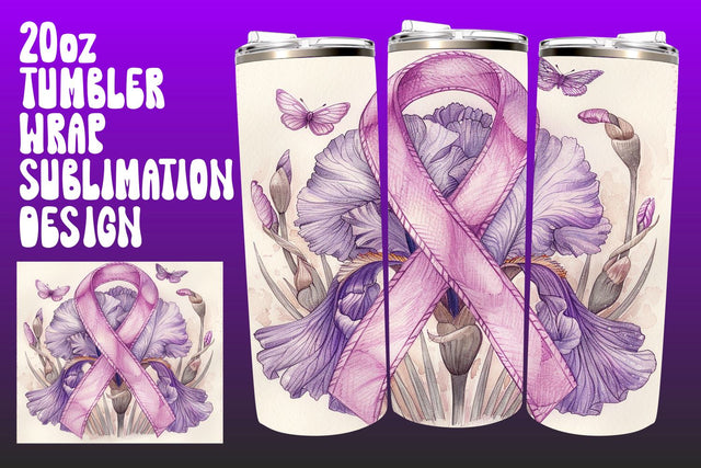 20oz Tumbler Wrap Pink Ribbon Cancer Sublimation afrosvg 