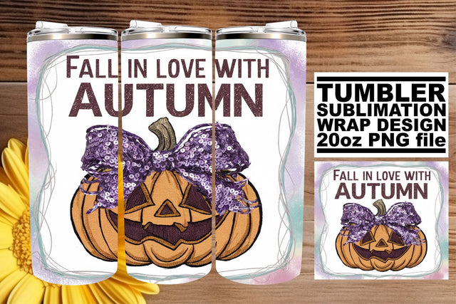 20oz Tumbler Wrap Pumpkin Halloween Sublimation Design Sublimation afrosvg 