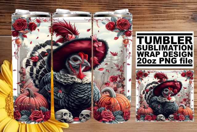 20oz Tumbler Wrap Sublimation - Autumn Turkey Design Sublimation afrosvg 