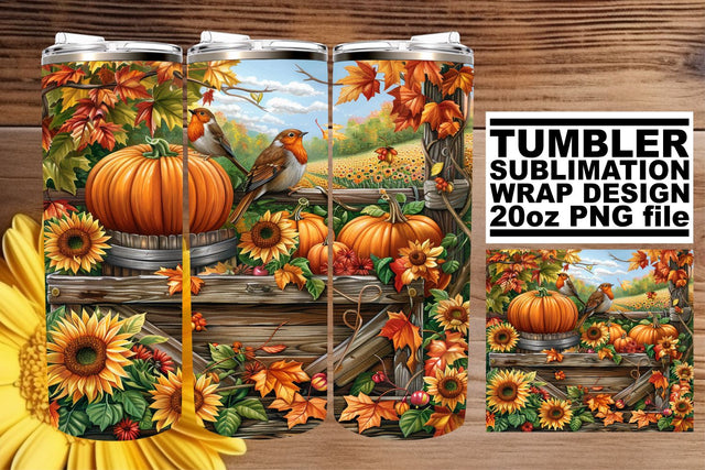 20oz Tumbler Wrap Sublimation - Autumn Watercolor Sublimation afrosvg 