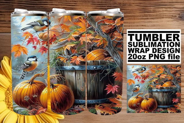 20oz Tumbler Wrap Sublimation - Fall Watercolor Design Sublimation afrosvg 