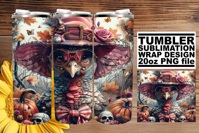 20oz Tumbler Wrap - Thanksgiving Turkey Scene Sublimation Sublimation afrosvg 