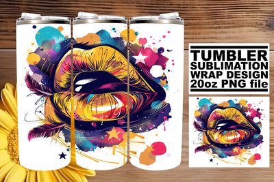 20oz Tumbler Wrap – Vibrant Colorful Lip Art Sublimation Sublimation afrosvg 