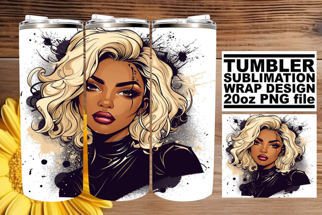20oz Tumbler Wrap Watercolor Afro Woman Halloween Gothic Sublimation afrosvg 