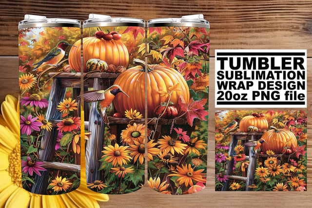 20oz Tumbler Wrap - Watercolor Autumn Landscape Sublimation afrosvg 