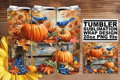 20oz Tumbler Wrap: Watercolor Autumn Landscape Sublimation Sublimation afrosvg 