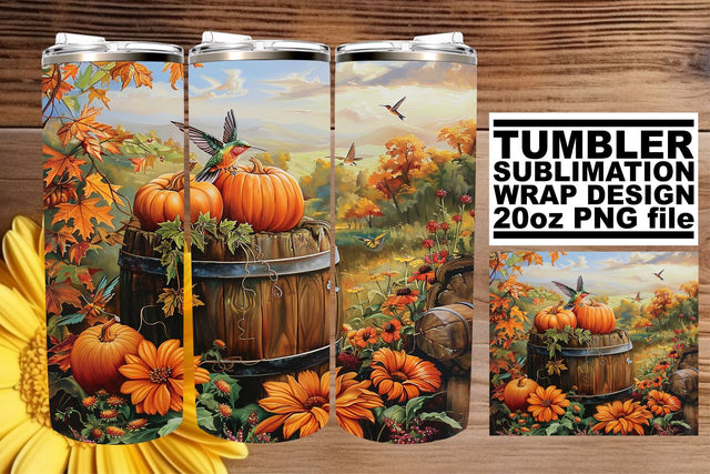 20oz Tumbler Wrap: Watercolor Autumn Scene Sublimation afrosvg 