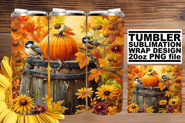 20oz Tumbler Wrap - Watercolor Autumn Scene Sublimation Sublimation afrosvg 