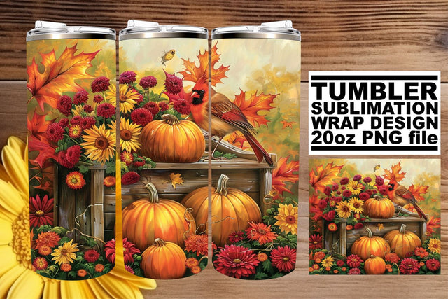 20oz Tumbler Wrap: Watercolor Fall Landscape Sublimation Sublimation afrosvg 