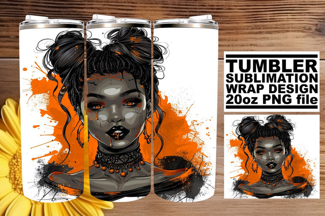 20oz Tumbler Wrap Watercolor Gothic African American Sublimation afrosvg 