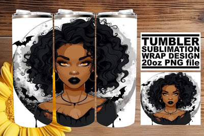 20oz Tumbler Wrap Watercolor Gothic African American Sublimation afrosvg 
